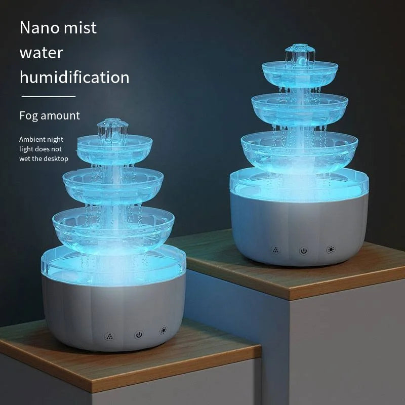 2025 Creative Fountain Humidifier 7-Color Device Atmosphere Light Raindrop Oil Diffuser Aromatherapy Machine Air Humidifier
