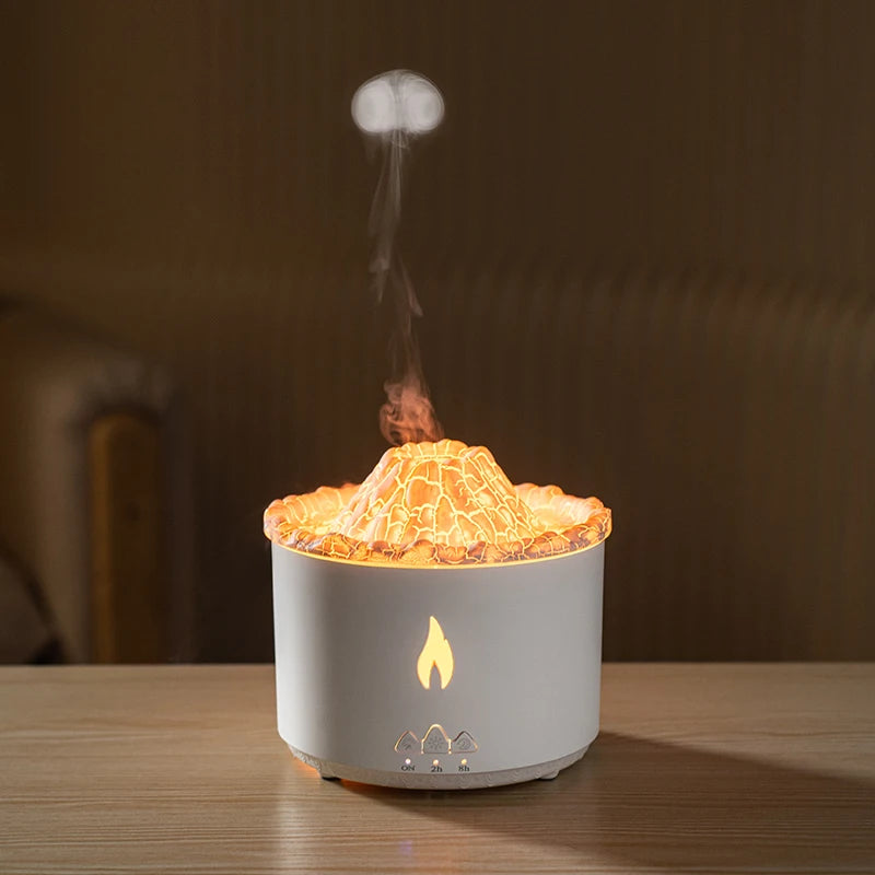 Jellyfish Spray Ultrasonic Humidifier Volcano Essential Oils Arome Diffuser 300ml Water Tank RGB Lamp Colorful Flame Humidifier