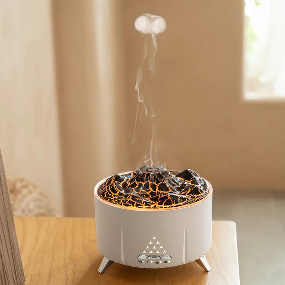 Flame Volcano Air Humidifier Sleep Assist Bluetooth Speaker eEssential Oils Diffuser Aromatherapy Machine with Remote Control