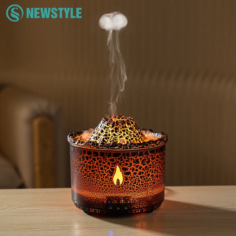 Jellyfish Spray Ultrasonic Humidifier Volcano Essential Oils Arome Diffuser 300ml Water Tank RGB Lamp Colorful Flame Humidifier