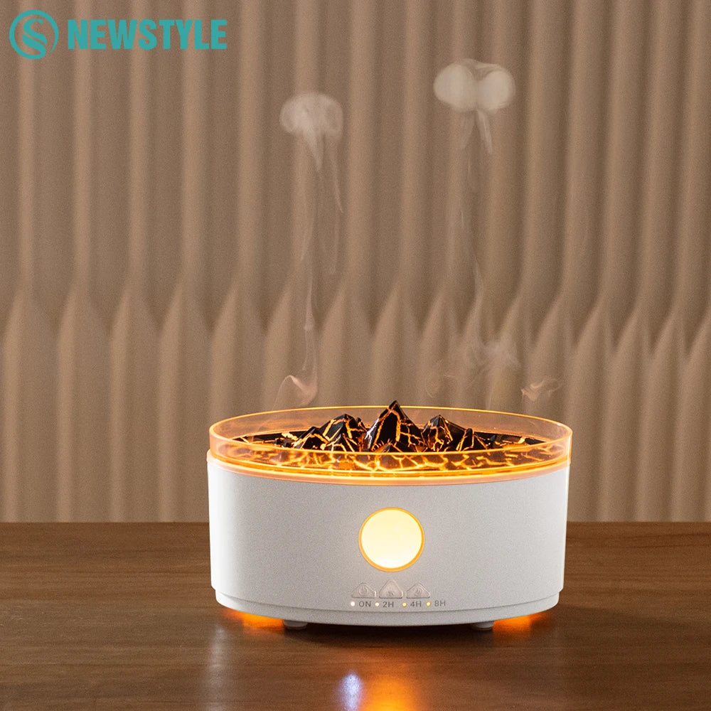 Jellyfish Spray Ultrasonic Humidifier Volcano Essential Oils Arome Diffuser 300ml Water Tank RGB Lamp Colorful Flame Humidifier