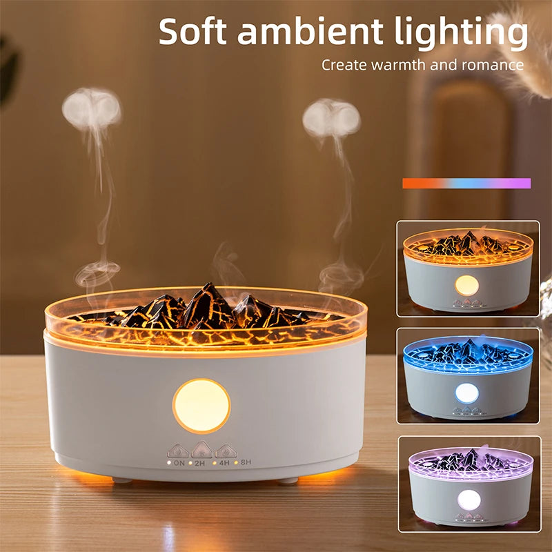 Jellyfish Spray Ultrasonic Humidifier Volcano Essential Oils Arome Diffuser 300ml Water Tank RGB Lamp Colorful Flame Humidifier